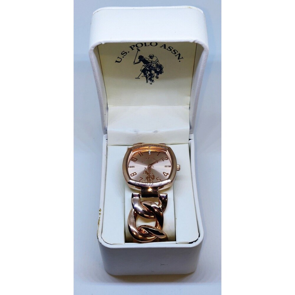 U.S. Polo Assn. Ladies Watch Link Band Rose Gold New Polo Logo